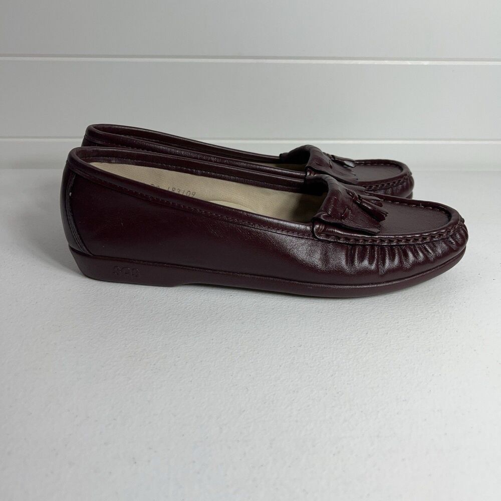 SAS Women’s Loafers Size 8.5 M Burgundy Kiltie Tassel Leather Shoes Flats